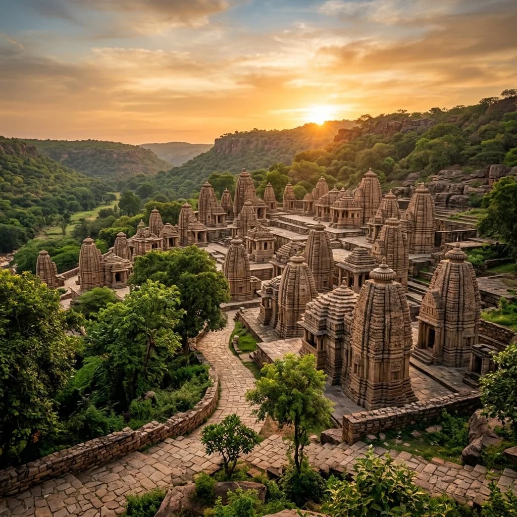 Labyrinths of Devotion: The Restored Spires of Bateshwar, the Hoysala Masterpiece of Belavadi, and the Pallava Galleries of Vaikunta Perumal
