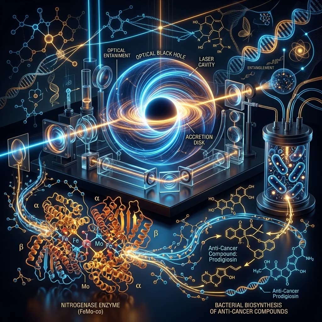 Decoded Bacterial Drug Assembly, 3.2-Billion-Year-Old Enzymes, and Tabletop Black Holes