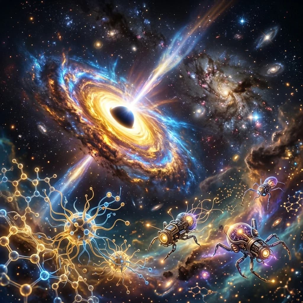 JWST Reveals Galaxy Mergers, Supersonic Electron Phonons, and a Synthetic Cell Life Cycle