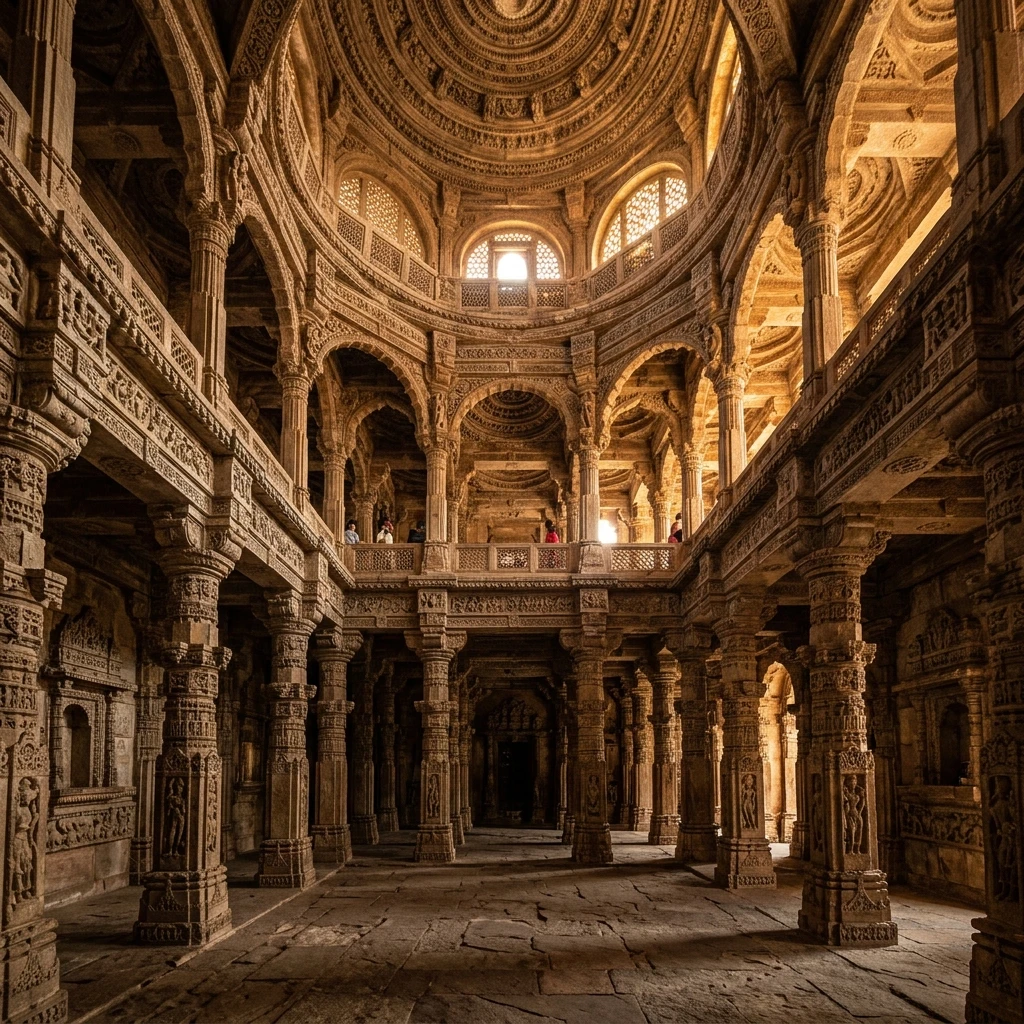 Dramatic view of the historic structures at Sasbahu Temple Gwalior Fort