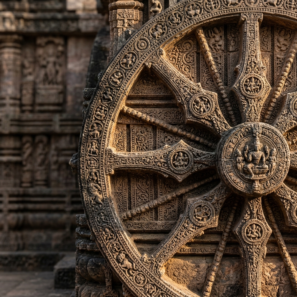 Intricate stone carving and architectural details of Sun Temple of Konark