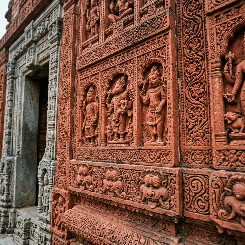 Intricate stone carving and architectural details of Sirpur Lakshmana Temple