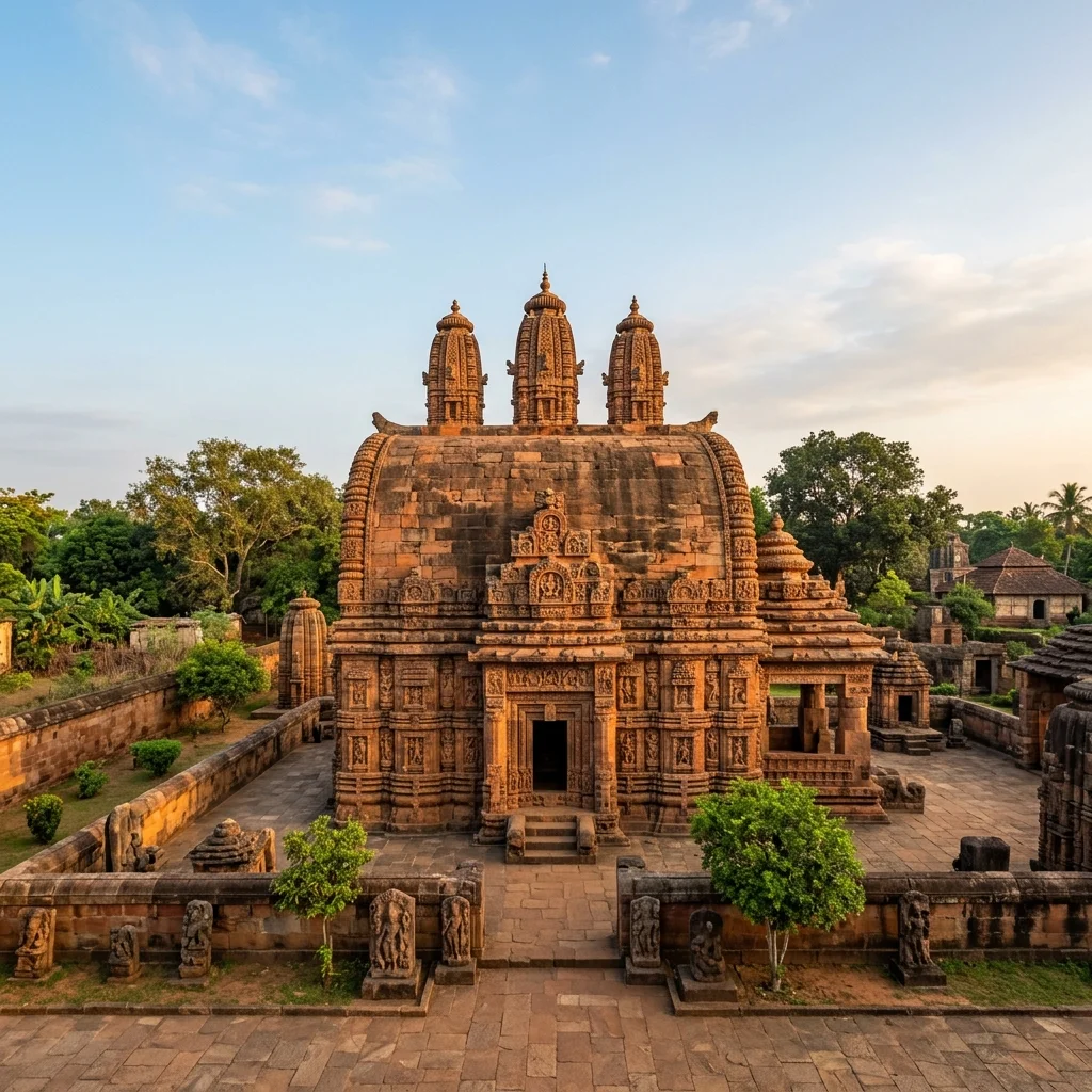 Dramatic view of the historic structures at Vaital Deula