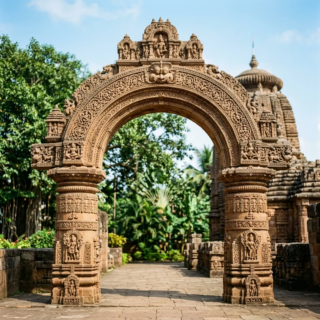 The ornate arched torana of Mukteshvara Temple