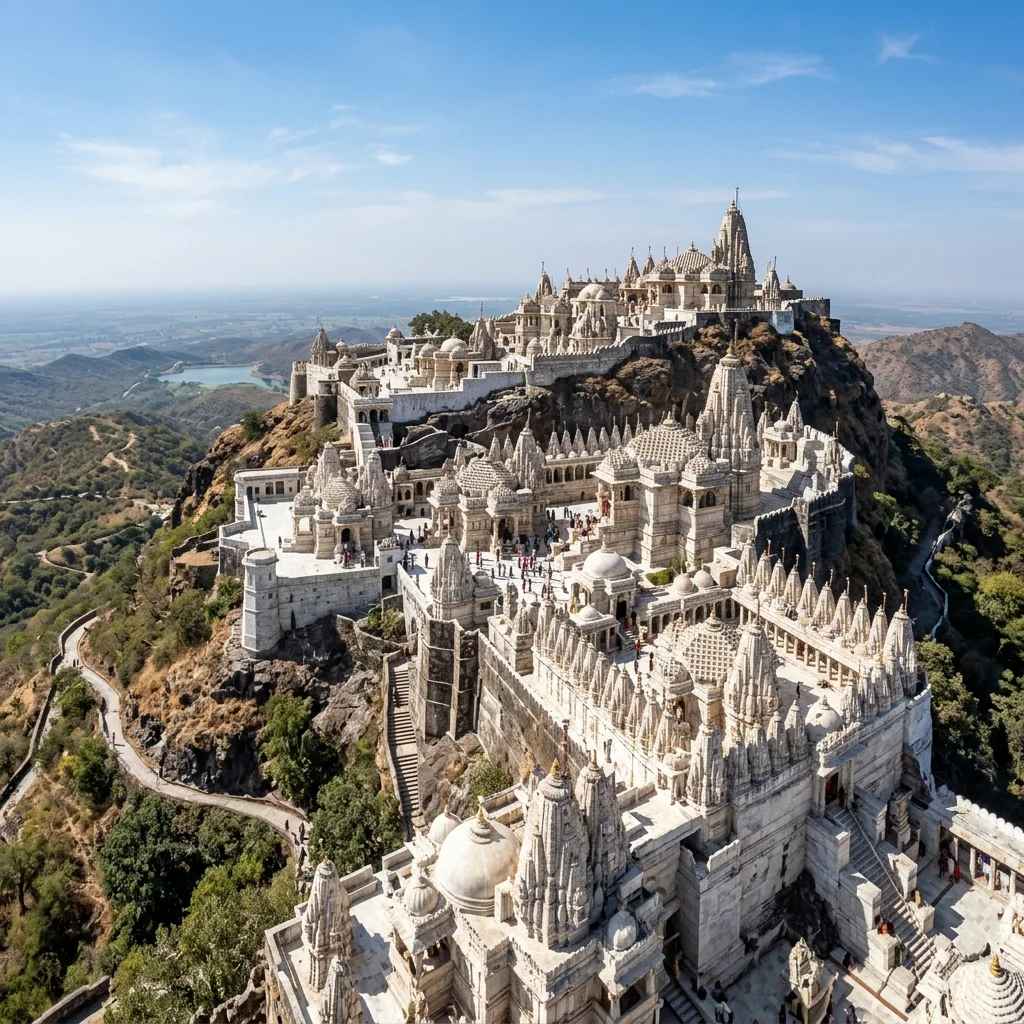 Dramatic view of the historic structures at Palitana Jain Temples