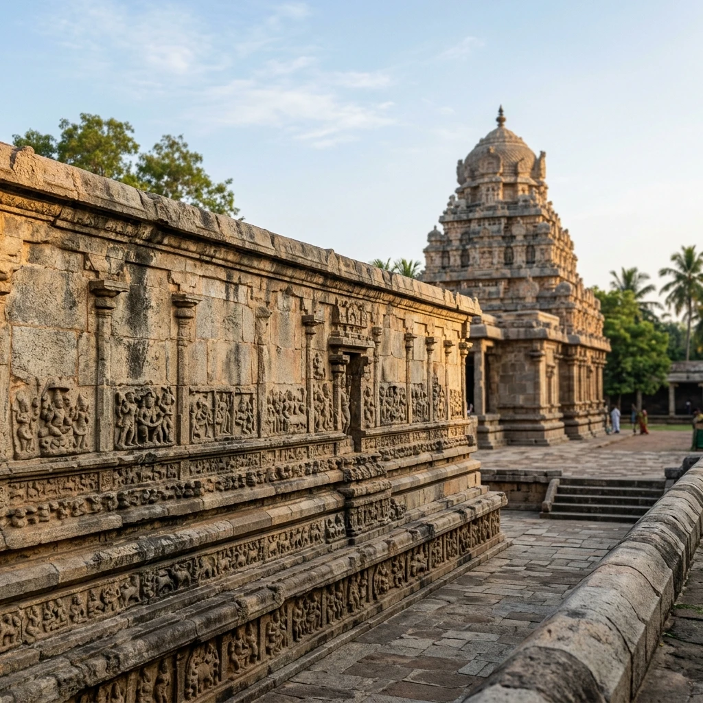 Dramatic view of the historic structures at Brahmapureeswarar Temple