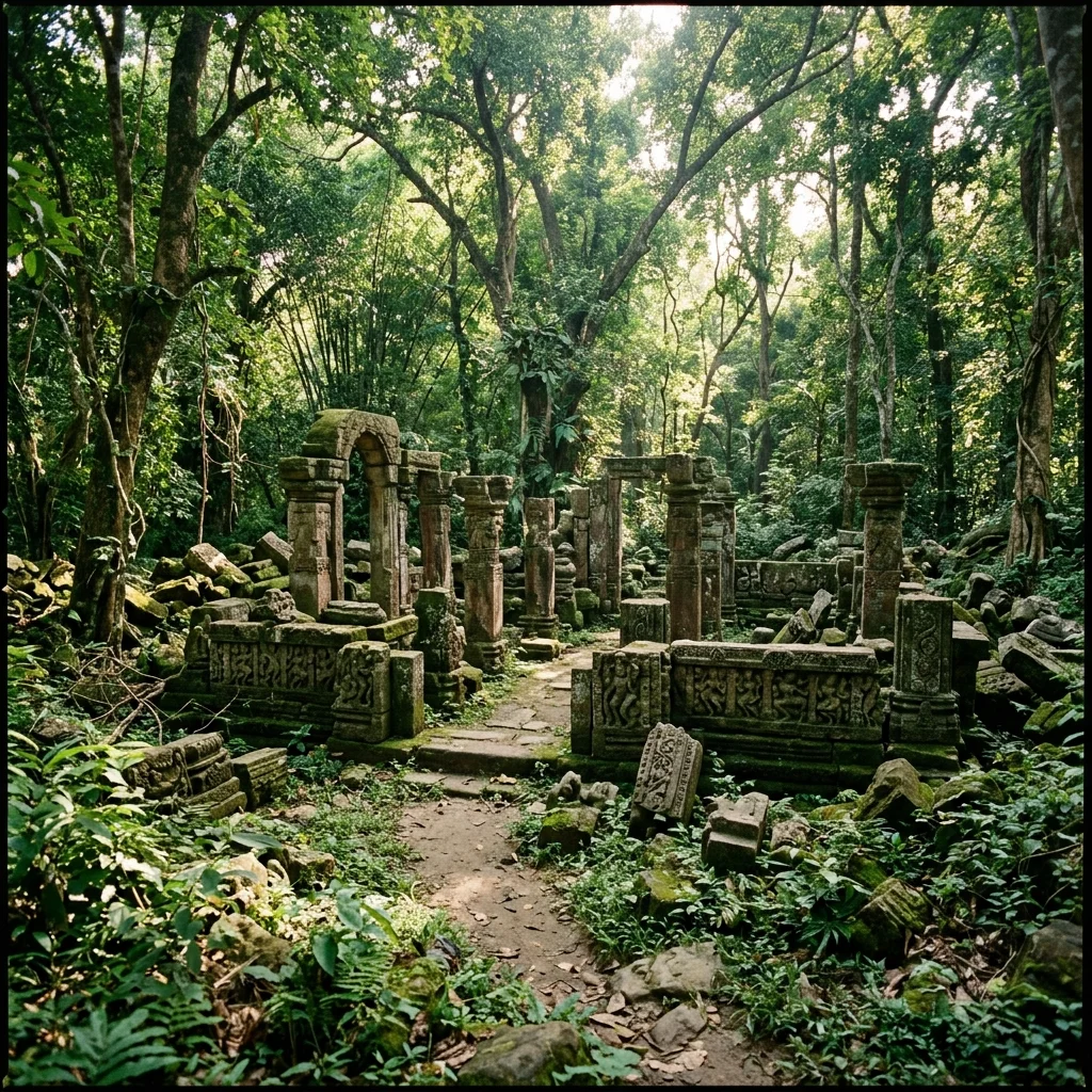 Dramatic view of the historic structures at Madan Kamdev