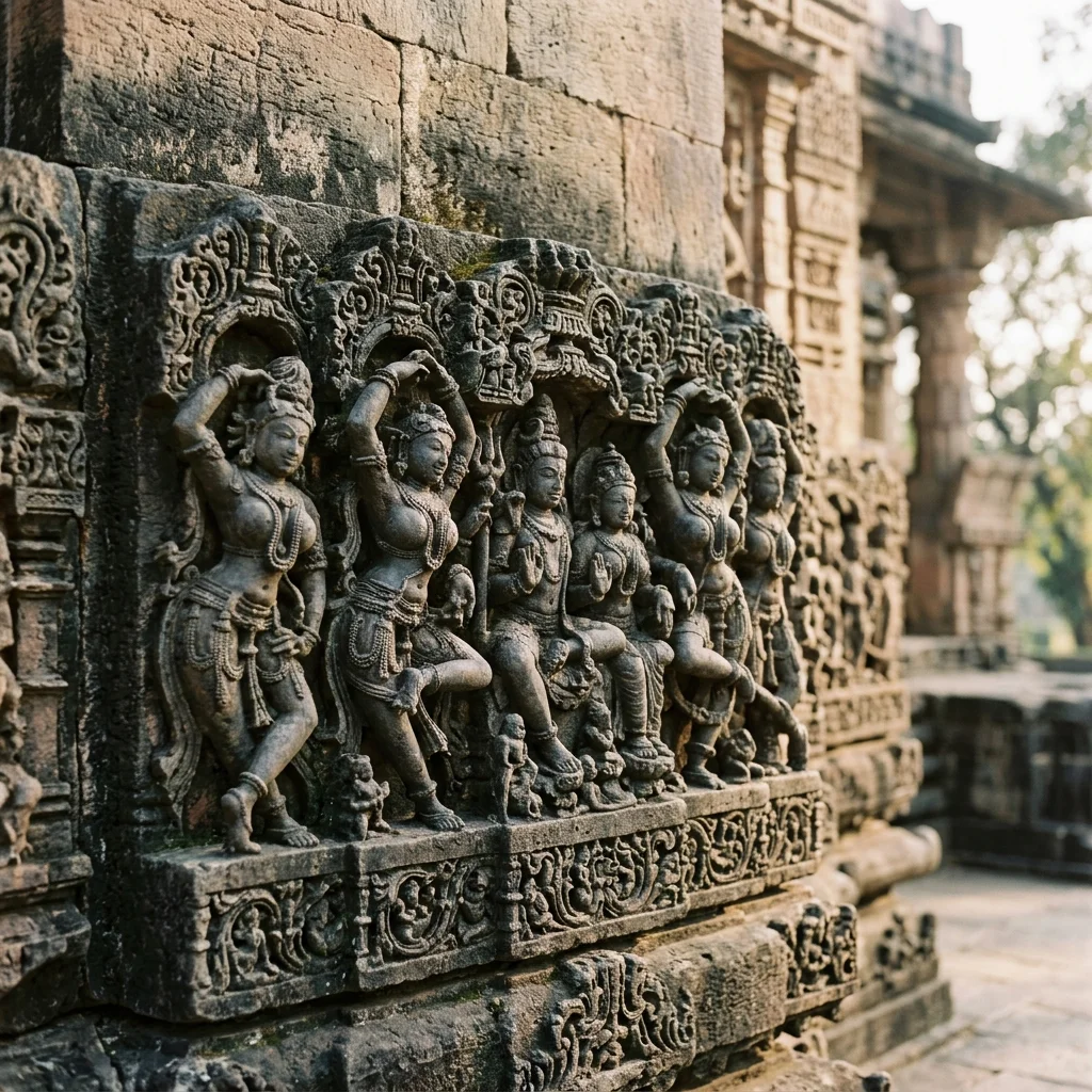 Intricate stone carving and architectural details of Bhoramdeo Temple
