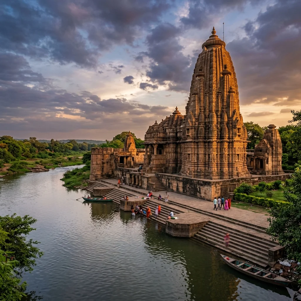 Dramatic view of the historic structures at Markandeshwar Temple