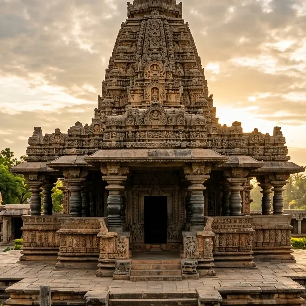Intricate stone carving and architectural details of Biccavolu Golingeswara Temple