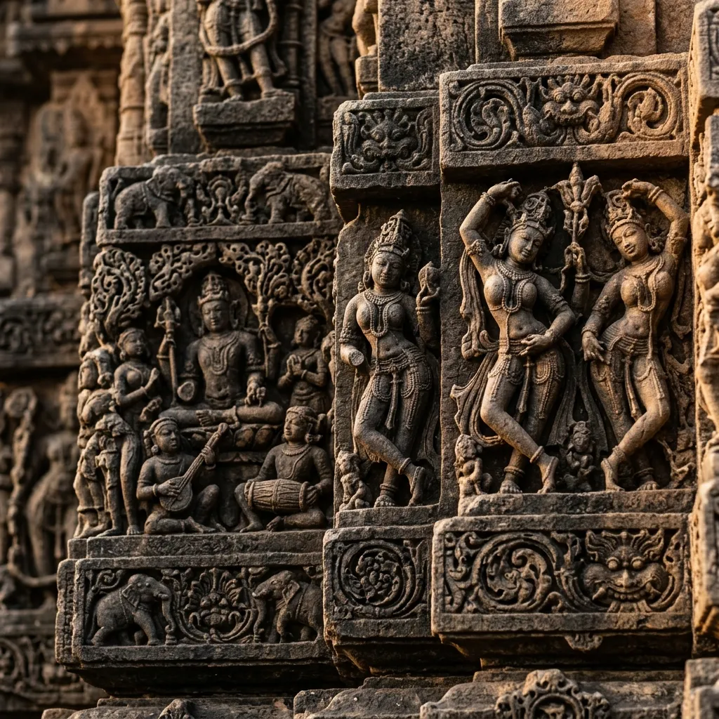 Intricate stone carving and architectural details of Markanda Mahadev Temple