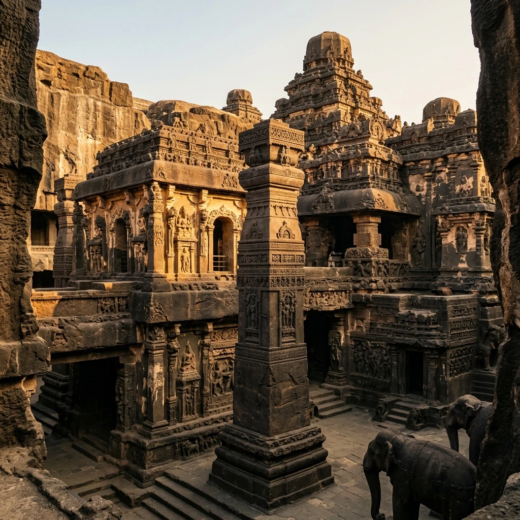 Kailasa Temple at Ellora Architectural Detail