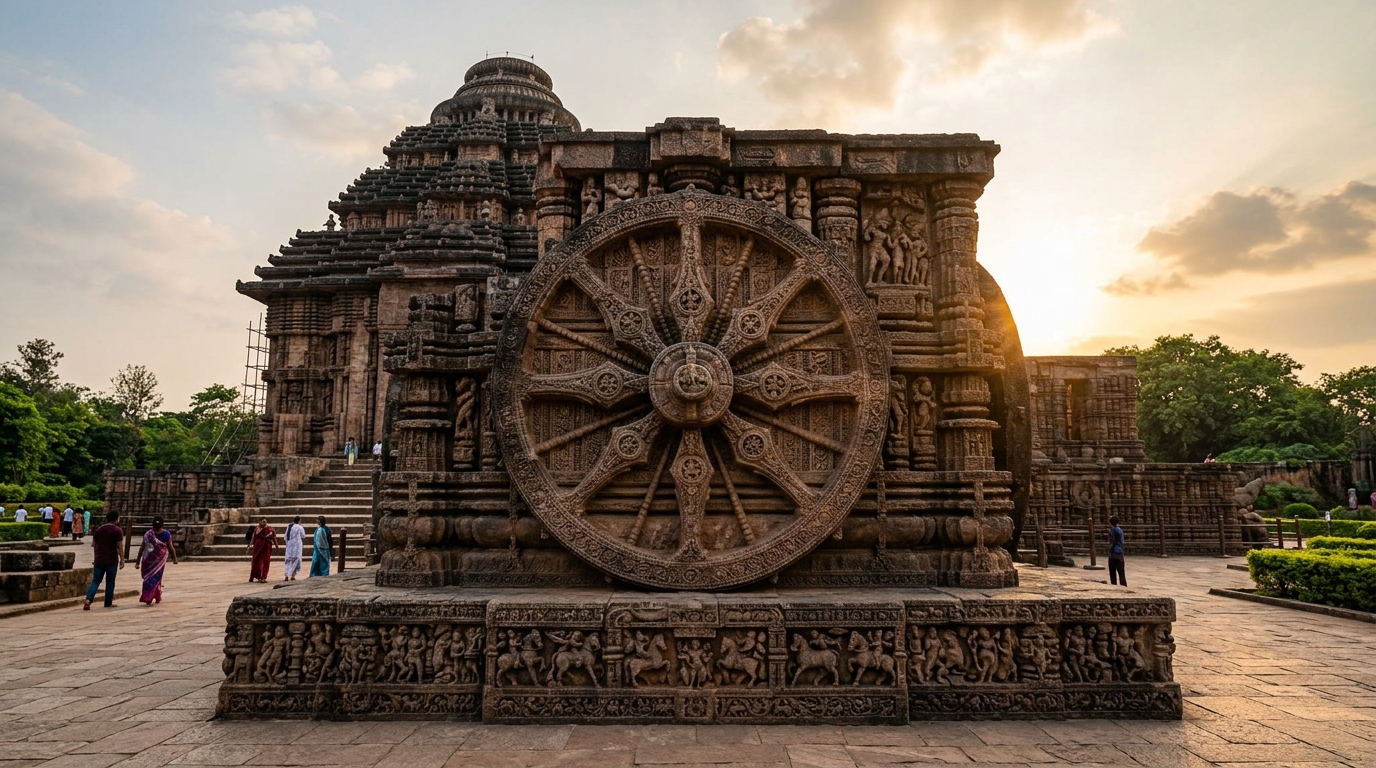 Dramatic view of the historic structures at Sun Temple Konark