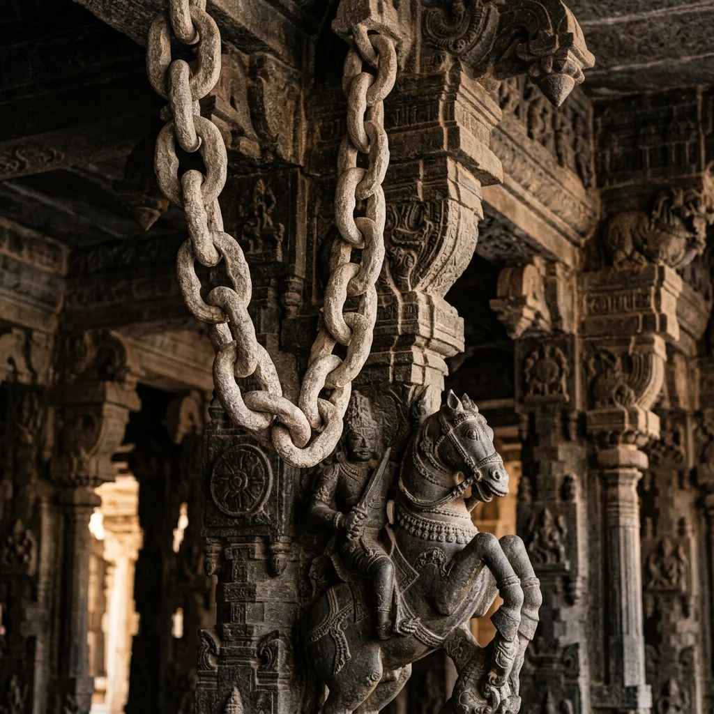 Intricate stone carving and architectural details of Kanchipuram Varadharaja Perumal Temple