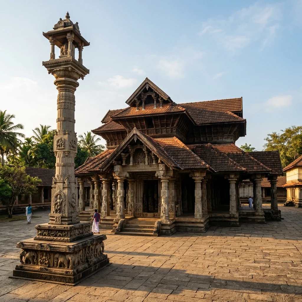 Dramatic view of the historic structures at Moodabidri Saavira Kambada Basadi