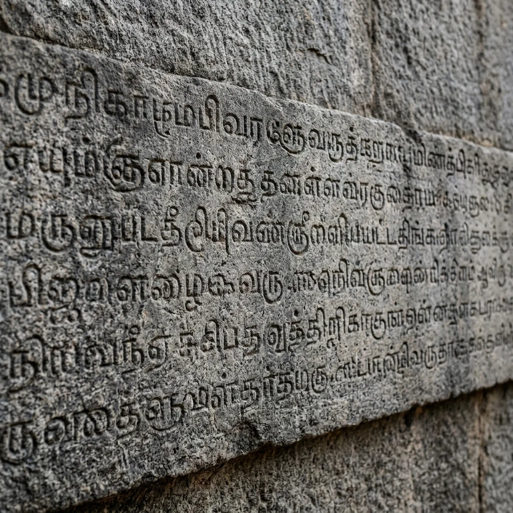 Intricate stone carving and architectural details of Vaikunda Perumal Temple